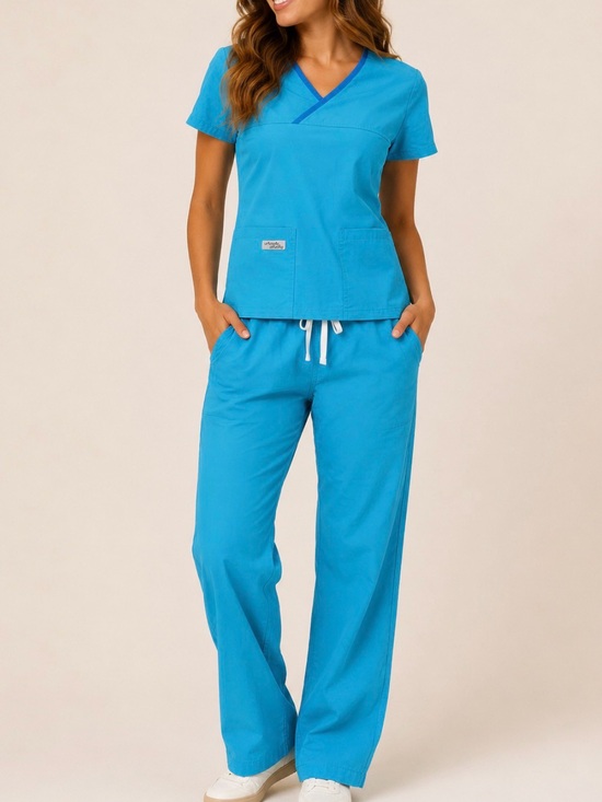 Urbane Tops - Urbane Bright Turquoise V-Neck Medical Scrub Set!